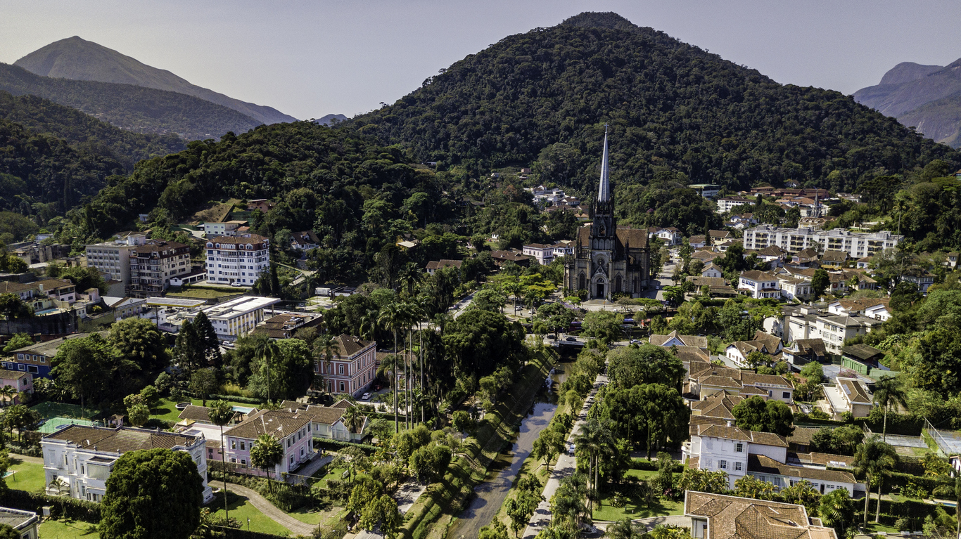 Panoramic view of Sao Pedro de Alcantara Cathedral in Petropolis, Rio de Janeiro, Brazil.
